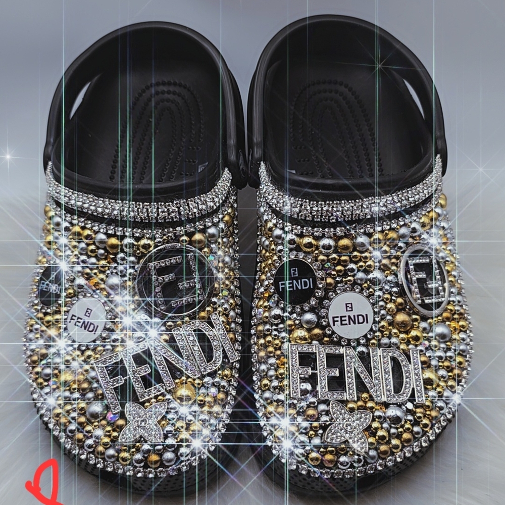 Black and Gold Embellished Shoes